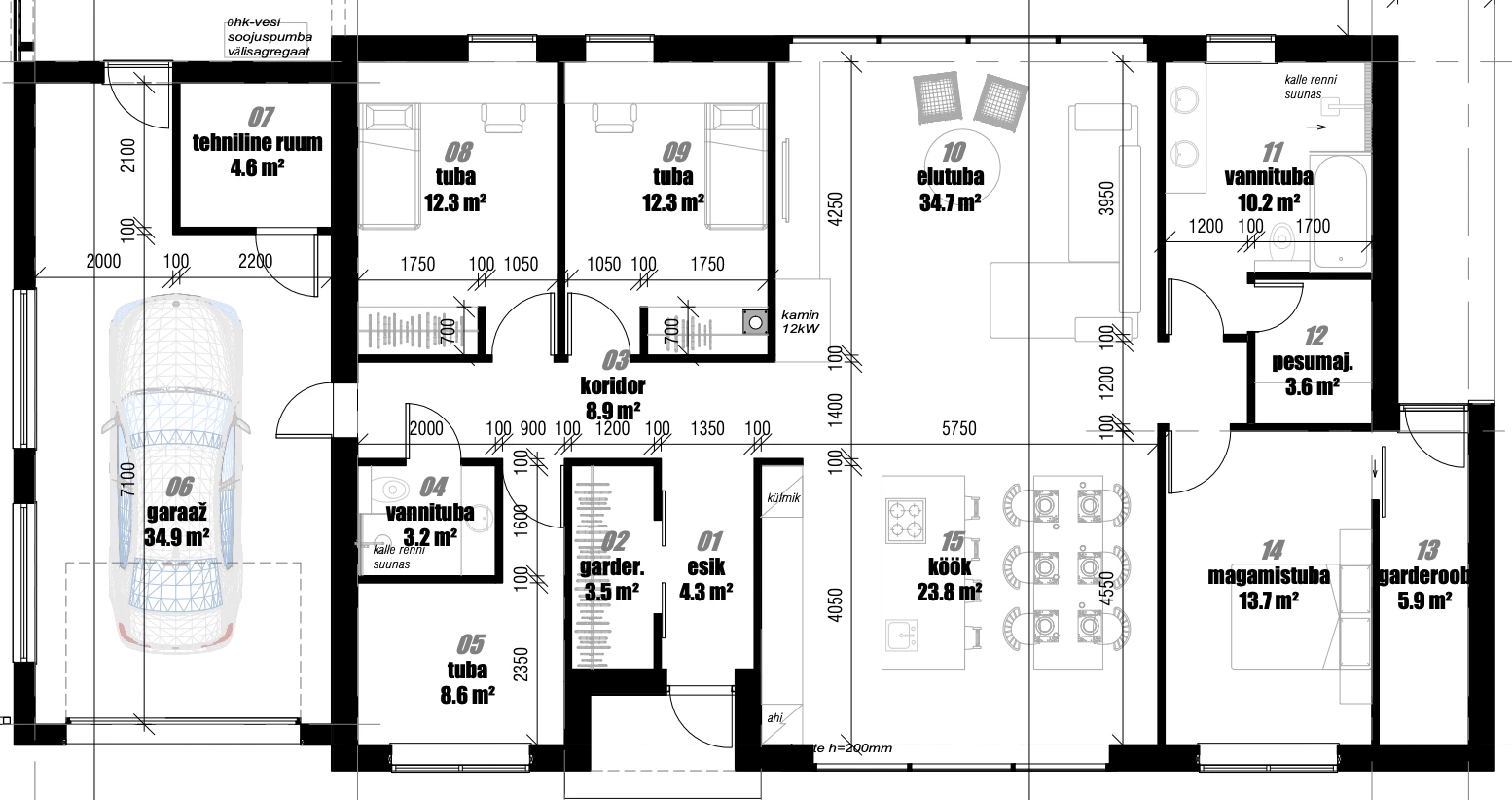 185 m2 eramaja näidisplaan